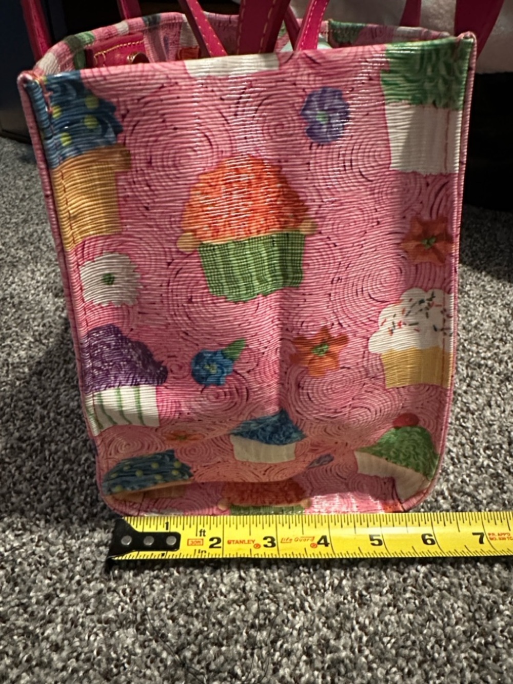 Pink Cupcake Print Tote Bag with Hot Pink Handles - Picture 8 of 10